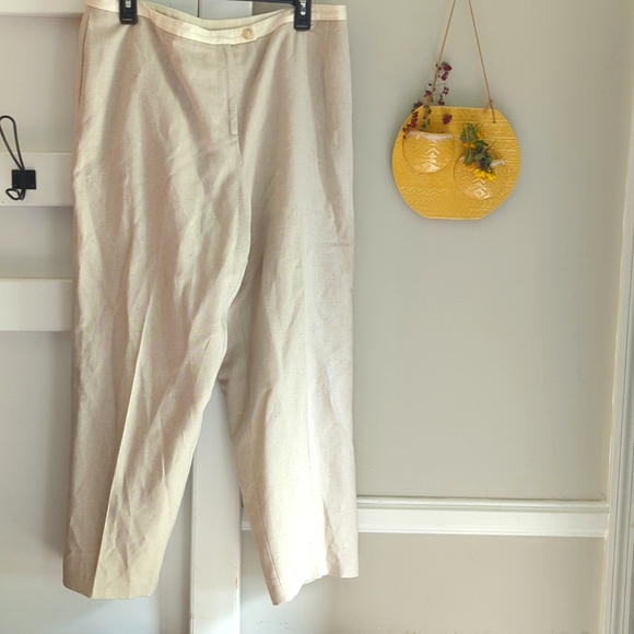 Harve Bernard Cream Linen Loose Fit Pants 16 - Picture 1 of 7